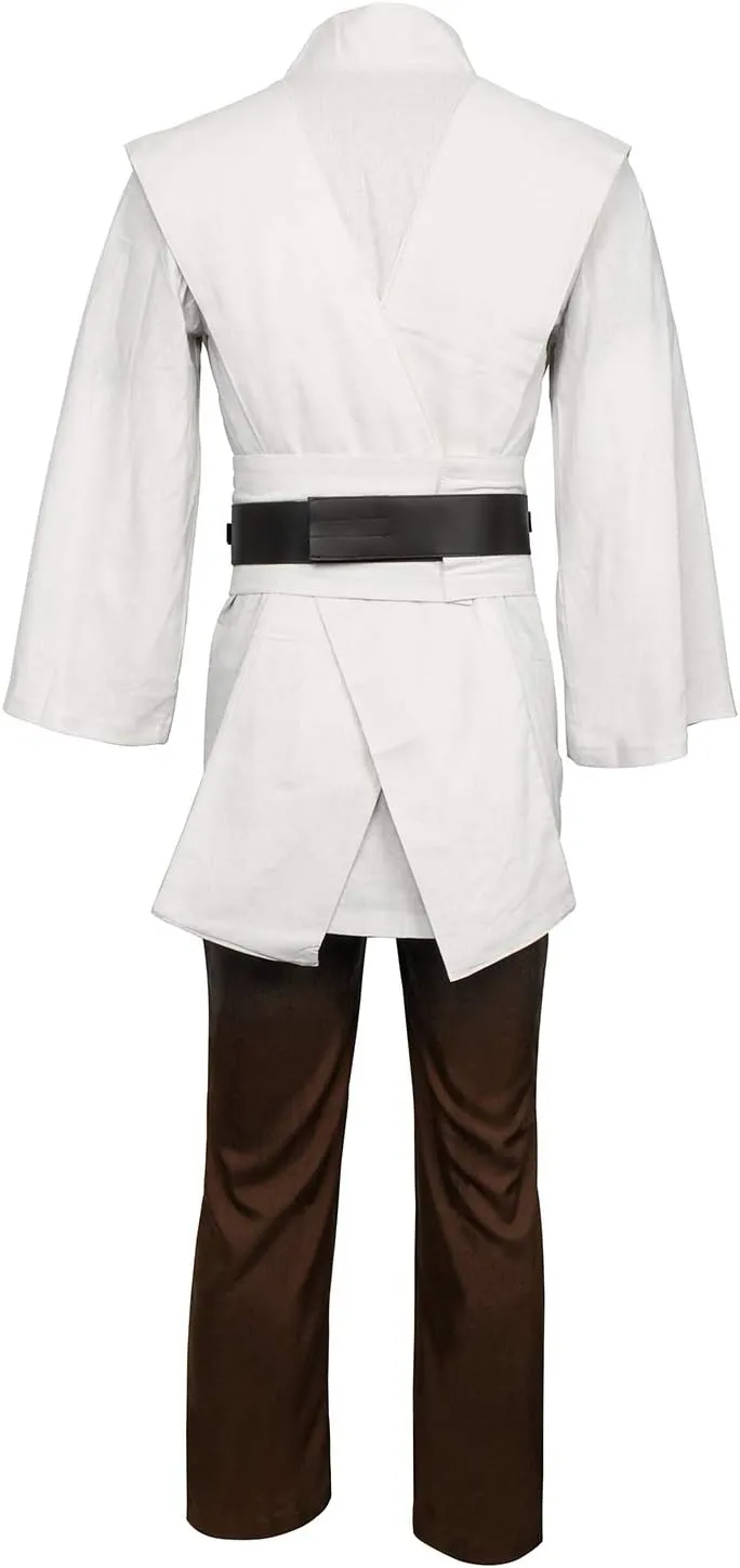 SOLOTIMES Adult Jedi Costume Cloak Outfit Men Knight Tunic Hooded Robe Full Set Suit Halloween Cosplay Cape Pants Uniform