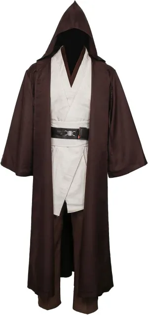 SOLOTIMES Adult Jedi Costume Cloak Outfit Men Knight Tunic Hooded Robe Full Set Suit Halloween Cosplay Cape Pants Uniform