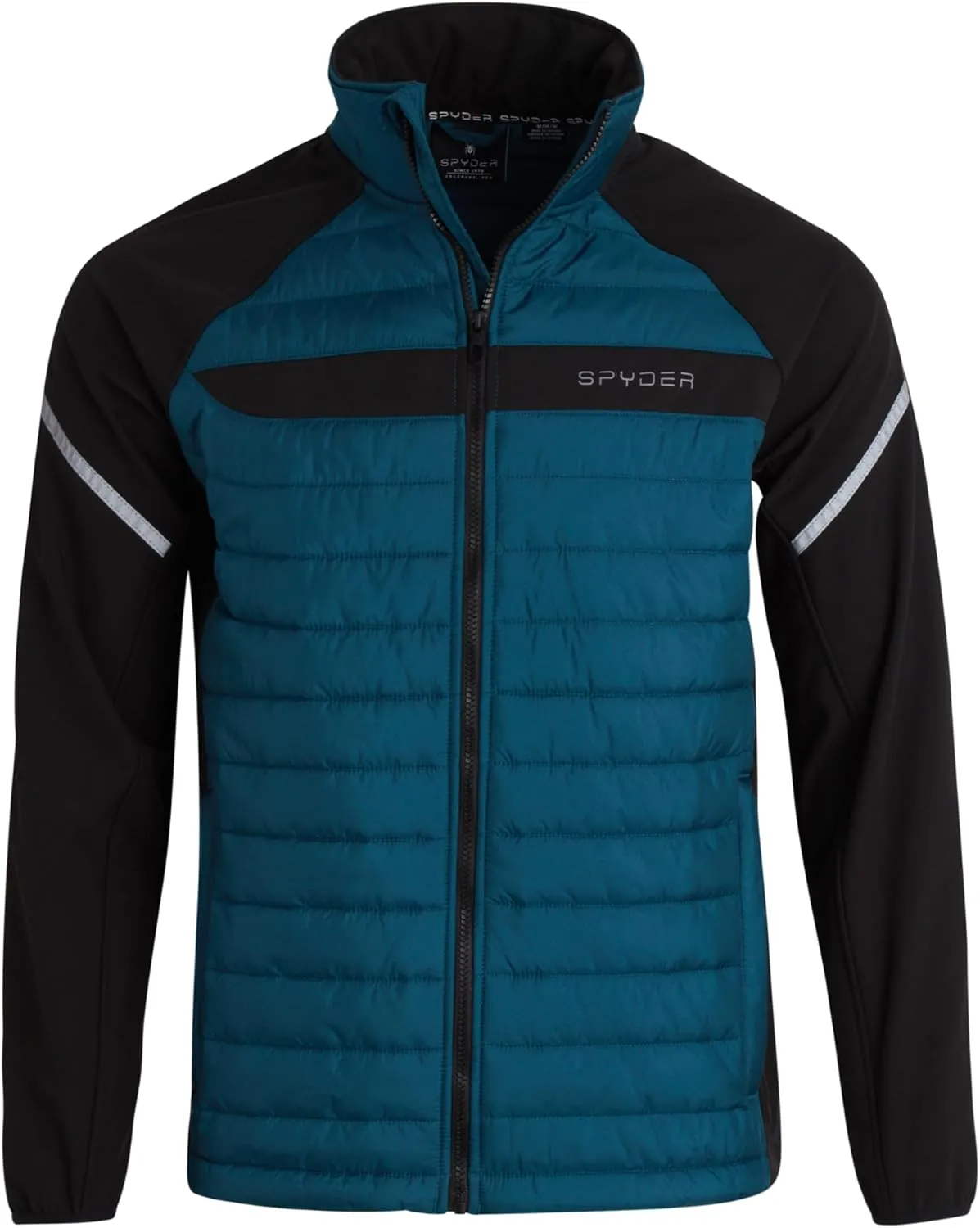 Spyder Men's Active 2fer Jacket - Midweight Insulated Quilted Puffer Bubble Windbreaker with Softshell Sleeves (Sizes: S-XL)