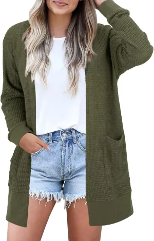 STYLEWORD Women's Fashion Cardigan Sweater Lightweight Open Front Long Casual Beach Kimonos Outfits with Pockets