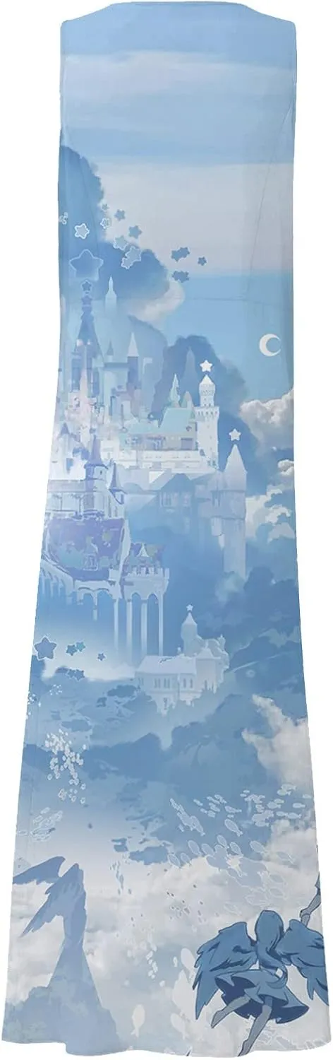 Summer Dresses for Women 2025 Cotton Linen Sleeveless Solid Printed Casual Baggy Flowy Maxi Tank Dresses with Pockets