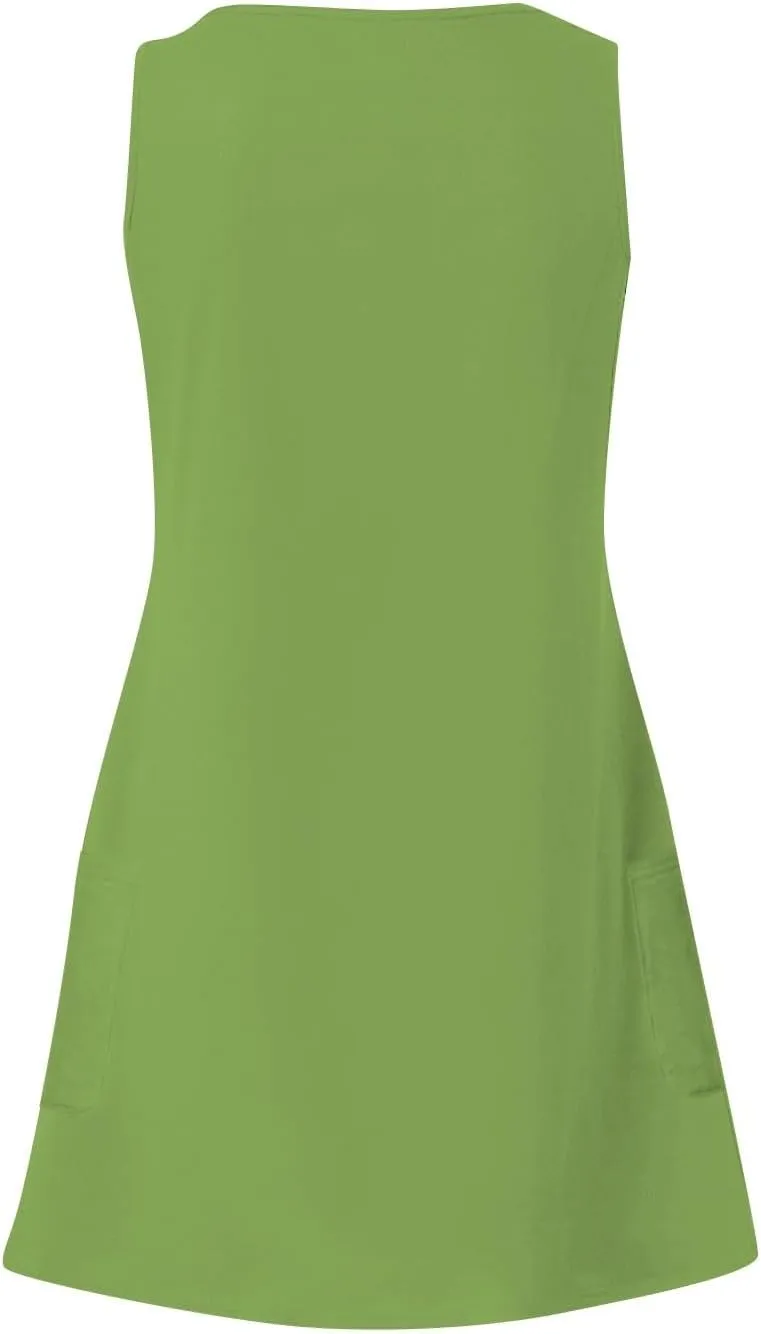 Summer Dresses for Women 2025 Vacation Casual V Neck Sleeveless Tank Sundress Boho Floral T Shirt Dress with Pockets