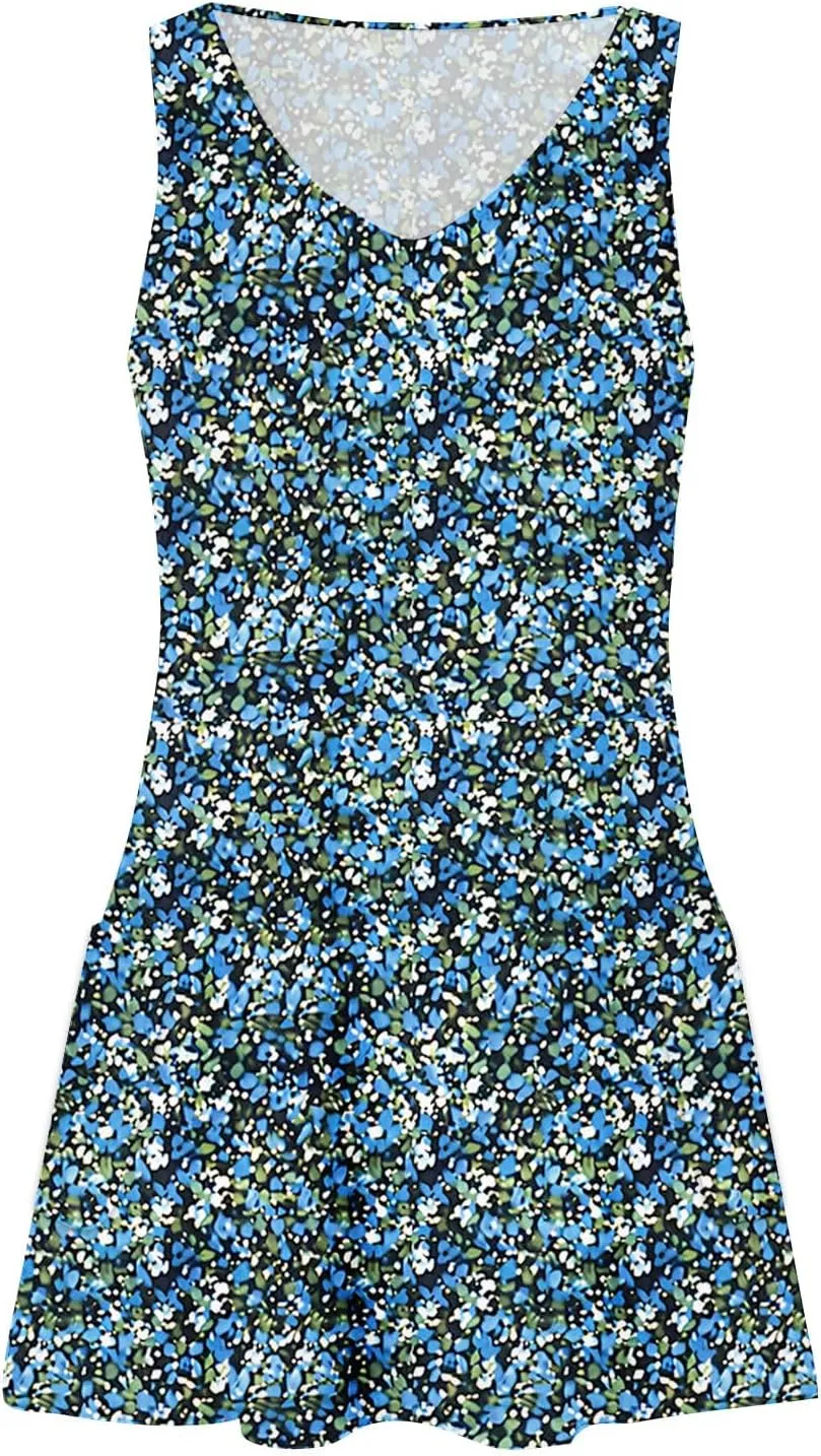 Summer Floral Dress for Women Casual Sleeveless V Neck Tank Dresses Womens Boho Beach Vacation Mini Sundress