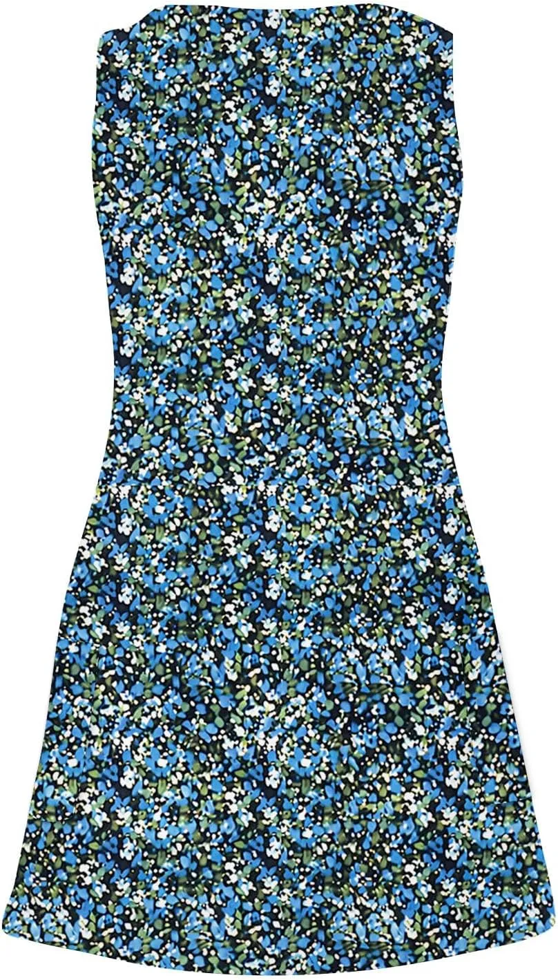 Summer Floral Dress for Women Casual Sleeveless V Neck Tank Dresses Womens Boho Beach Vacation Mini Sundress