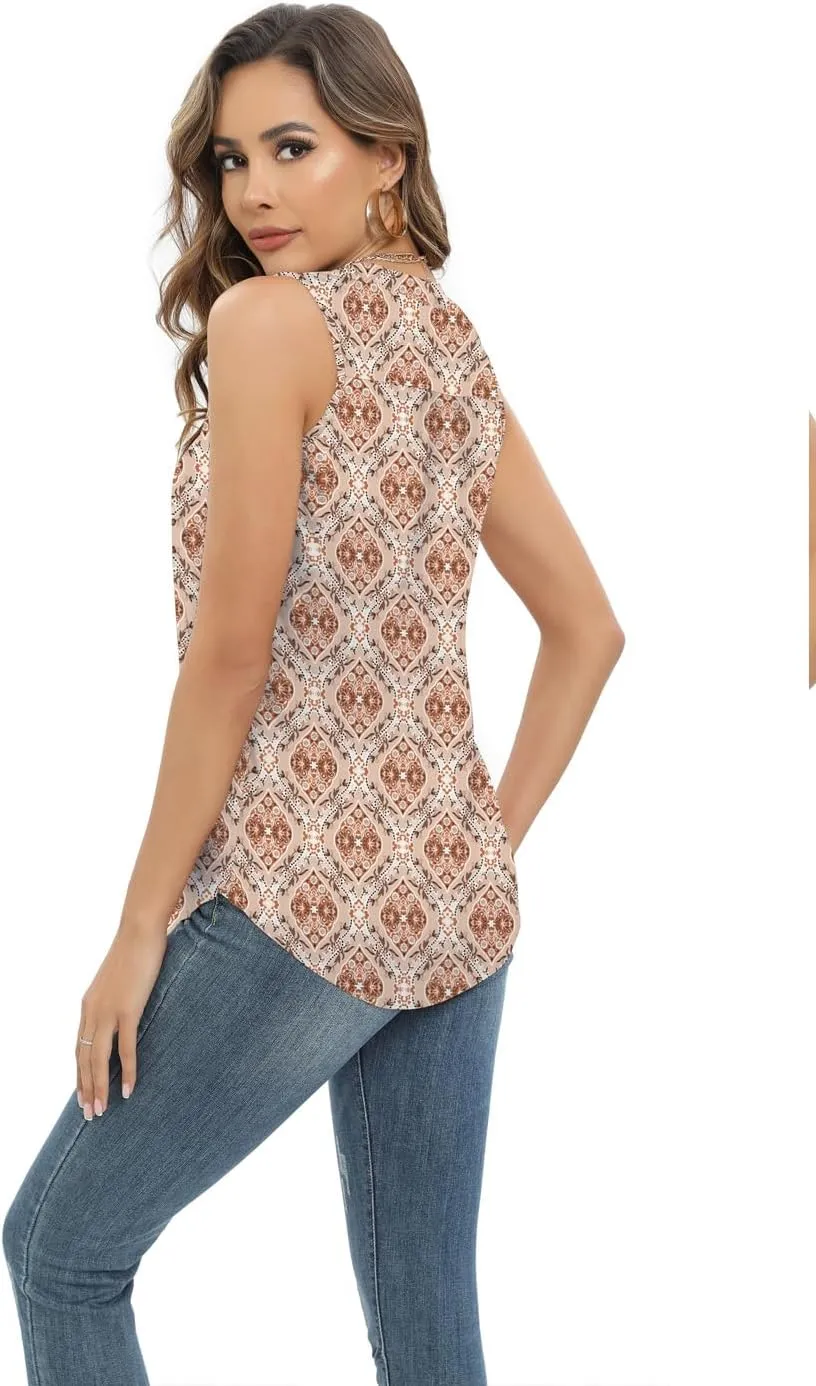 Summer Tops Sleeveless V Neck Dressy Business Casual Shirts Women's Loose Fit Blouses Flowy Cute Tank Tops Tunics for Women