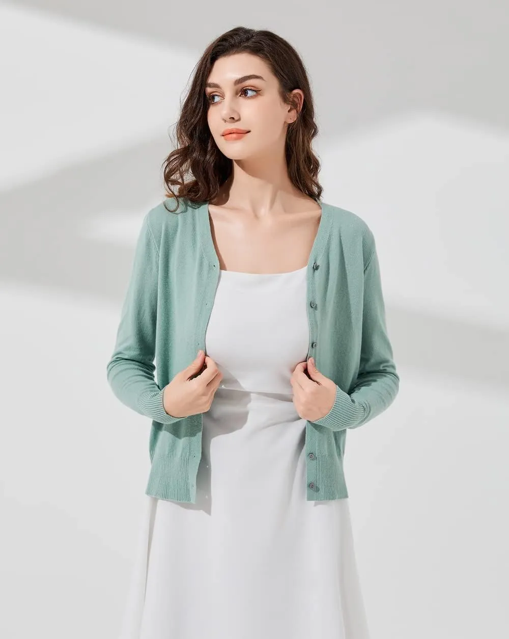 Sunfaynis Women's Long Sleeve Thin Lightweight Cardigan Sweaters for Women Dressy Summer Spring Fall Cardigan