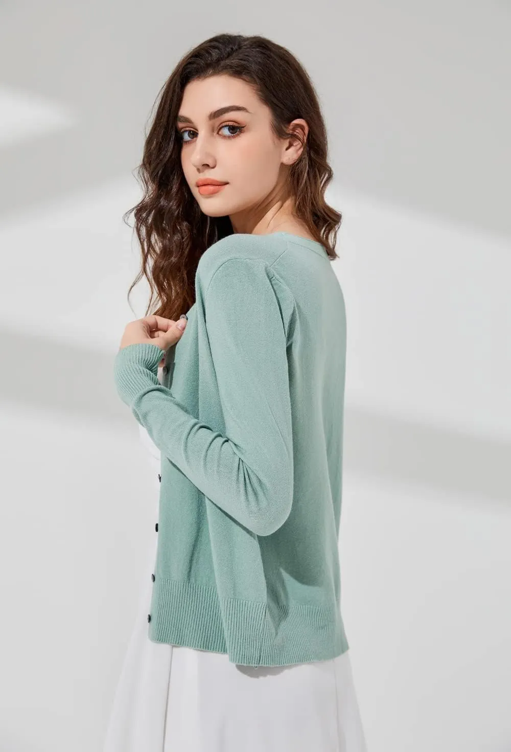 Sunfaynis Women's Long Sleeve Thin Lightweight Cardigan Sweaters for Women Dressy Summer Spring Fall Cardigan