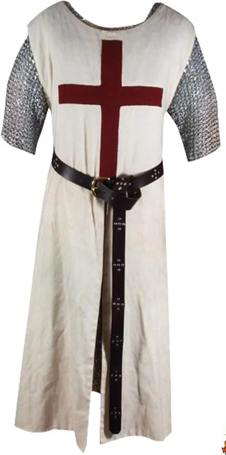 SUNLEXA Medieval Tunic Templar Knight Halloween Costume Hooded Cap Cloak Renaissance Surcoat Cosplay Costumes Size (S-6XL)
