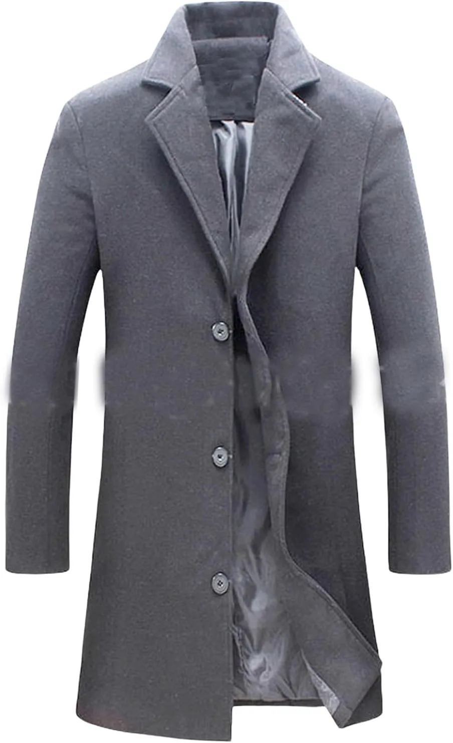 Thatrich Men's Pea Coat Casual Business Trench Coat Long Windbreaker Jacket Wool Blend Blazer Single Breasted Overcoat Coats