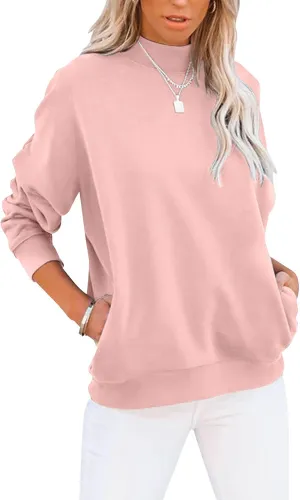 TICTICMIMI Women's Casual Long Sleeve Sweatshirt Tops Mock Turtleneck Lightweight Tunic Fall Pullover with Pocket
