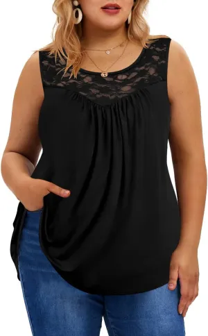 TIYOMI Plus Size Floral Tank Tops for Women Sleeveless Shirts Summer Tunic Tank Tops Flowy Camisoles XL-5XL