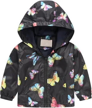 Toddler Baby Spring Jacket Girls Boys Cute Cartoon Windbreaker Coats Rain Jacket Hooded Zip Light Outerwear
