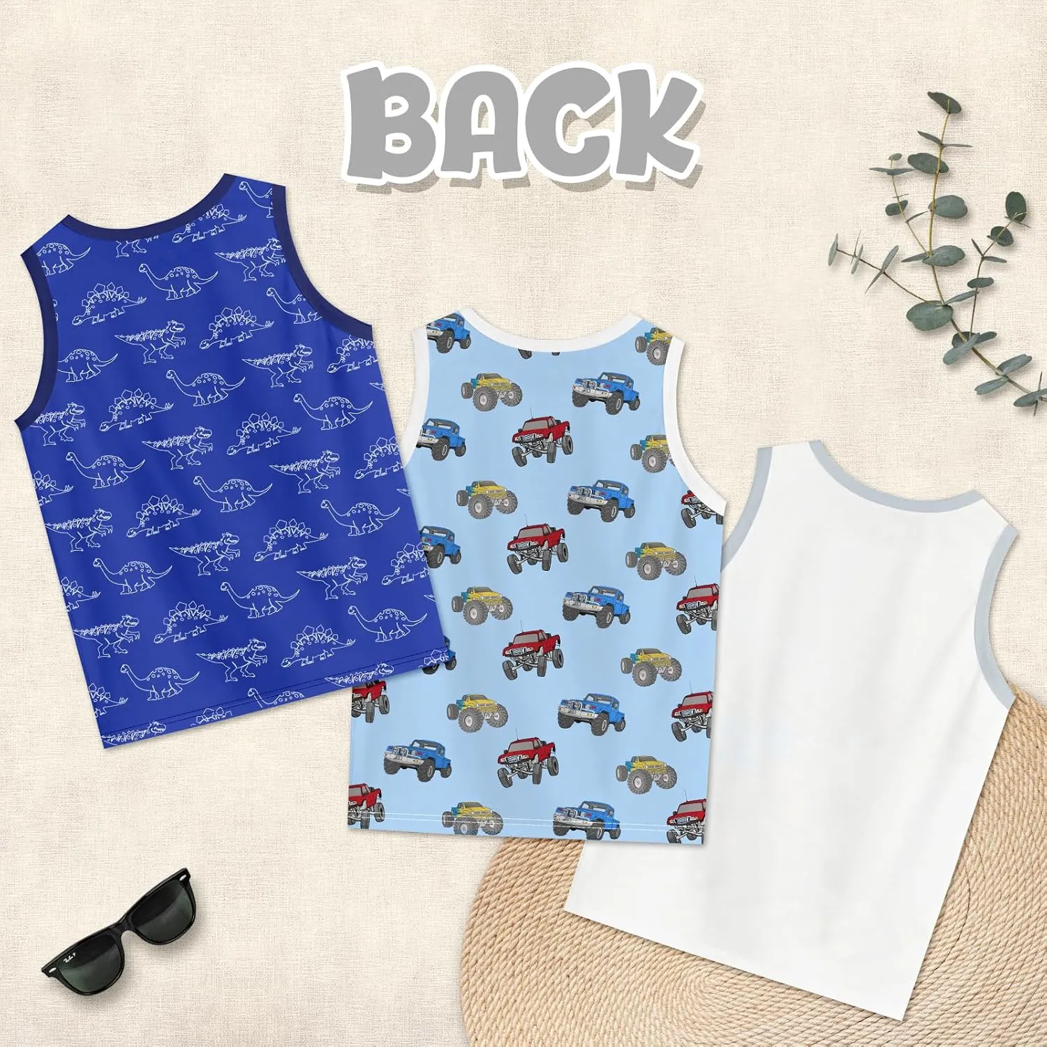 Toddler Boys Tank Tops Sleeveless Shirt Cartoon Undershirts Kids 3 Pack for 3-8 Years