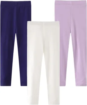 Toddler Girls Cotton Leggings 3-Pack Little Girl Stretchy Leggings Trousers for Kids Spring and Autumn 2-7T