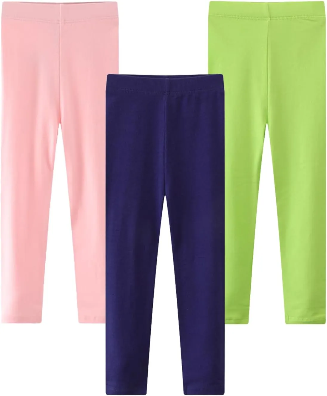 Toddler Girls Cotton Leggings 3-Pack Little Girl Stretchy Leggings Trousers for Kids Spring and Autumn 2-7T