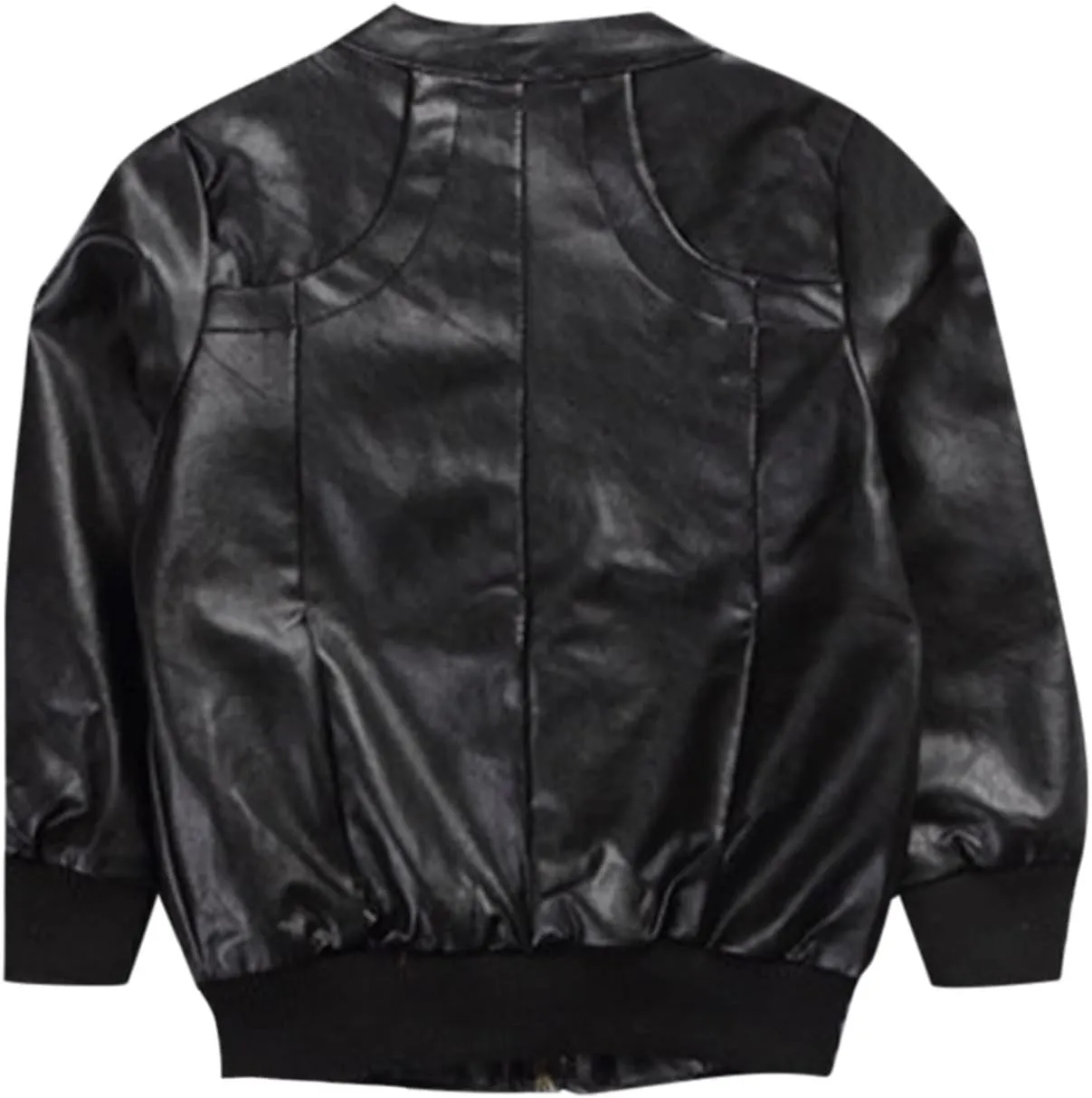 Toddler Kids Little Boys Long Sleeve Faux Leather Zipper Jacket Spring Autumn Lightweight PU 2t Lightweight Puffy