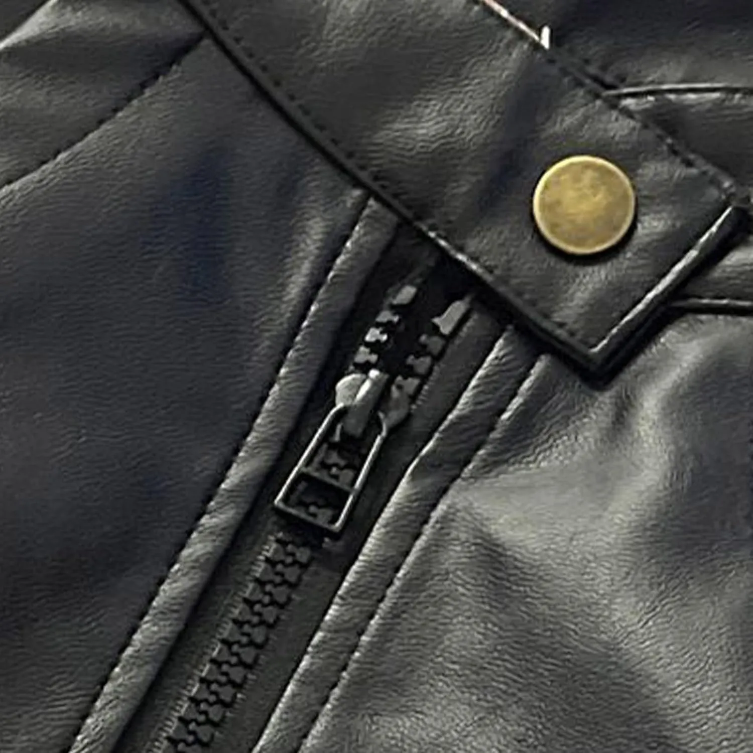 Toddler Kids Little Boys Long Sleeve Faux Leather Zipper Jacket Spring Autumn Lightweight PU 2t Lightweight Puffy
