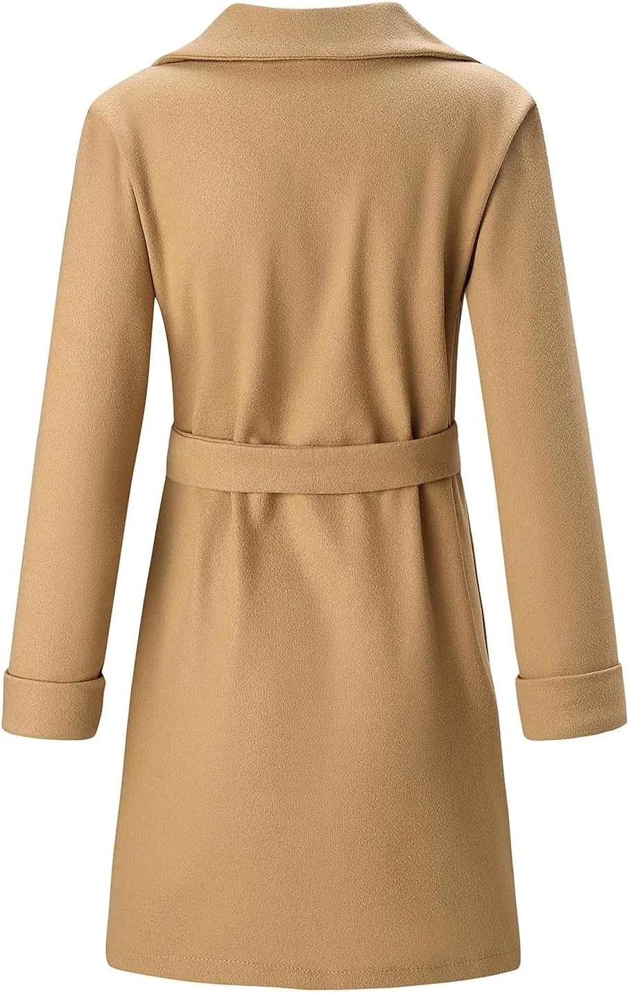 Trench Coats for Women Notch Lapel Jacket Dressy Long Pea Coat Fashion Outerwear Ladies Cardigan with Belt