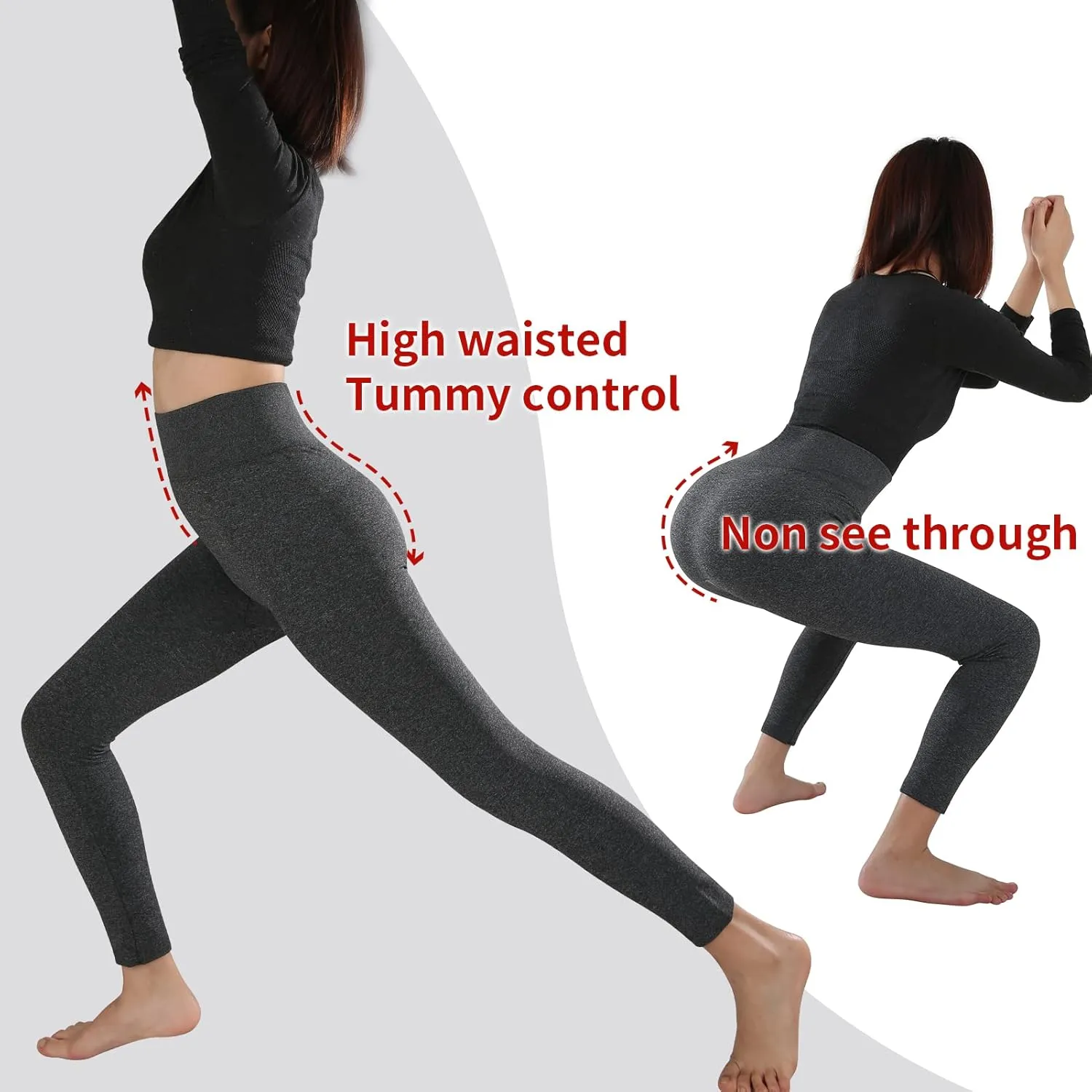 TRIUNION 3 Pack Fleece Lined Leggings Women High Waisted Thermal Winter Yoga Pants for Women Warm Running Workout Leggings