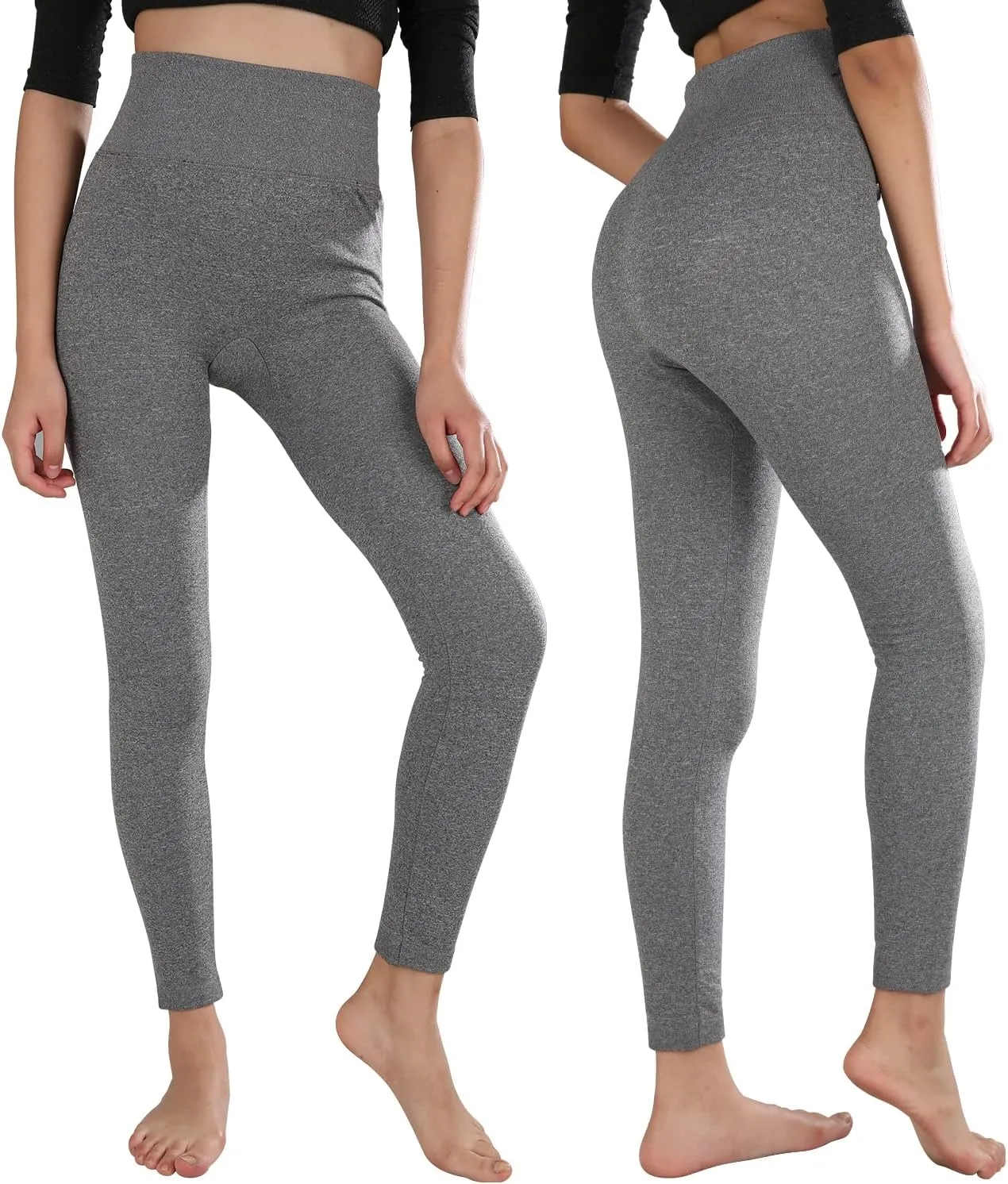 TRIUNION 3 Pack Fleece Lined Leggings Women High Waisted Thermal Winter Yoga Pants for Women Warm Running Workout Leggings