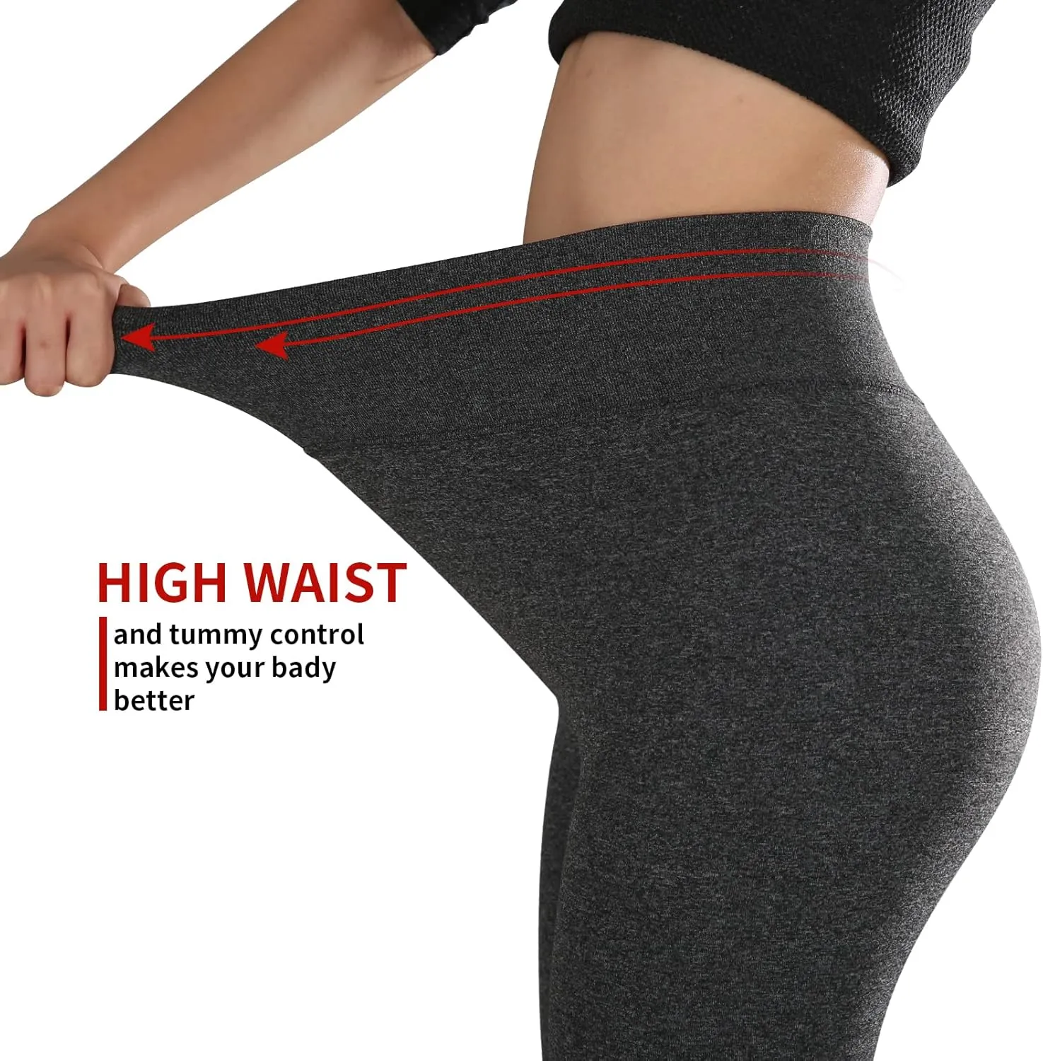 TRIUNION 3 Pack Fleece Lined Leggings Women High Waisted Thermal Winter Yoga Pants for Women Warm Running Workout Leggings