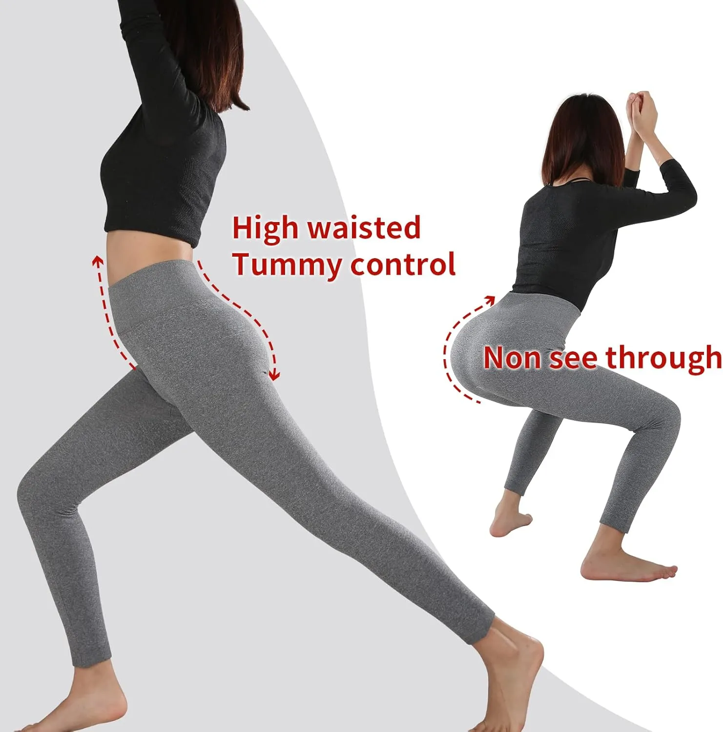 TRIUNION 3 Pack Fleece Lined Leggings Women High Waisted Thermal Winter Yoga Pants for Women Warm Running Workout Leggings