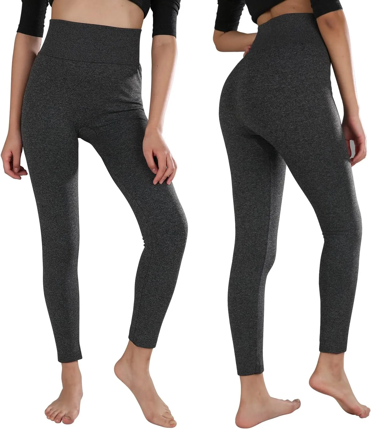 TRIUNION 3 Pack Fleece Lined Leggings Women High Waisted Thermal Winter Yoga Pants for Women Warm Running Workout Leggings