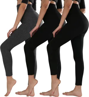 TRIUNION 3 Pack Fleece Lined Leggings Women High Waisted Thermal Winter Yoga Pants for Women Warm Running Workout Leggings