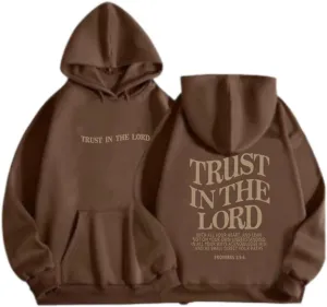 Trust in The Lord Print Hoodies for Womens Oversized Long Sleeve Casual Drawstring Fall Pullover Sweatshirts Tops
