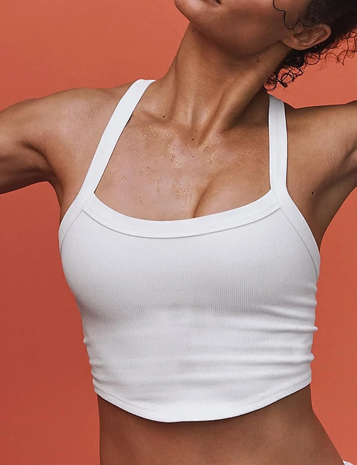 Ugerlov Women's Sleeveless Scoop Neck Tank Tops Racerback Crop Cami Shirt Cute Trendy Workout Tee Shirts Without Built in Bra