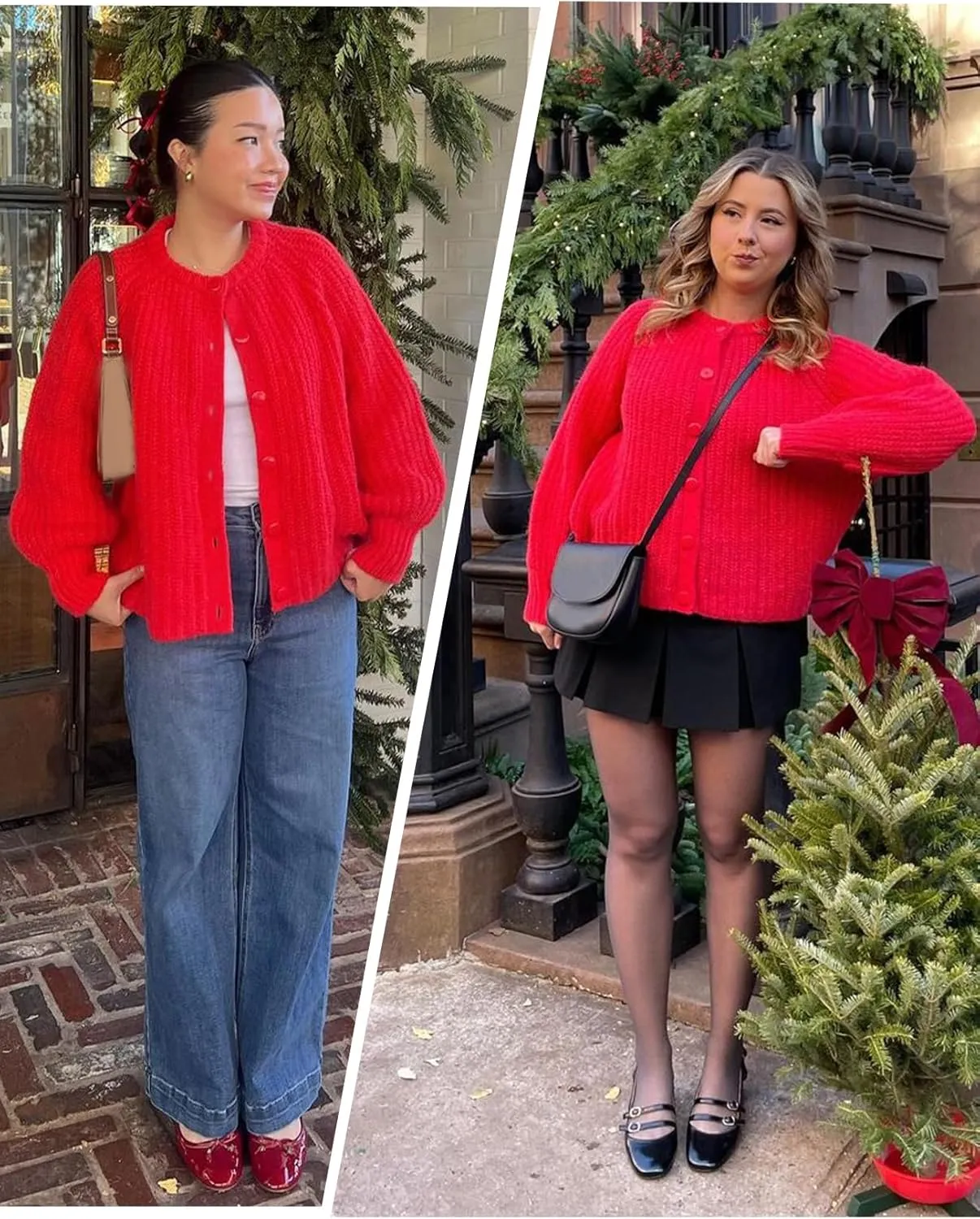 VDWIP Womens Cardigan Sweaters Button Down Chunky Knit Sweater Fall Loose Long Sleeve Cropped Cardigan