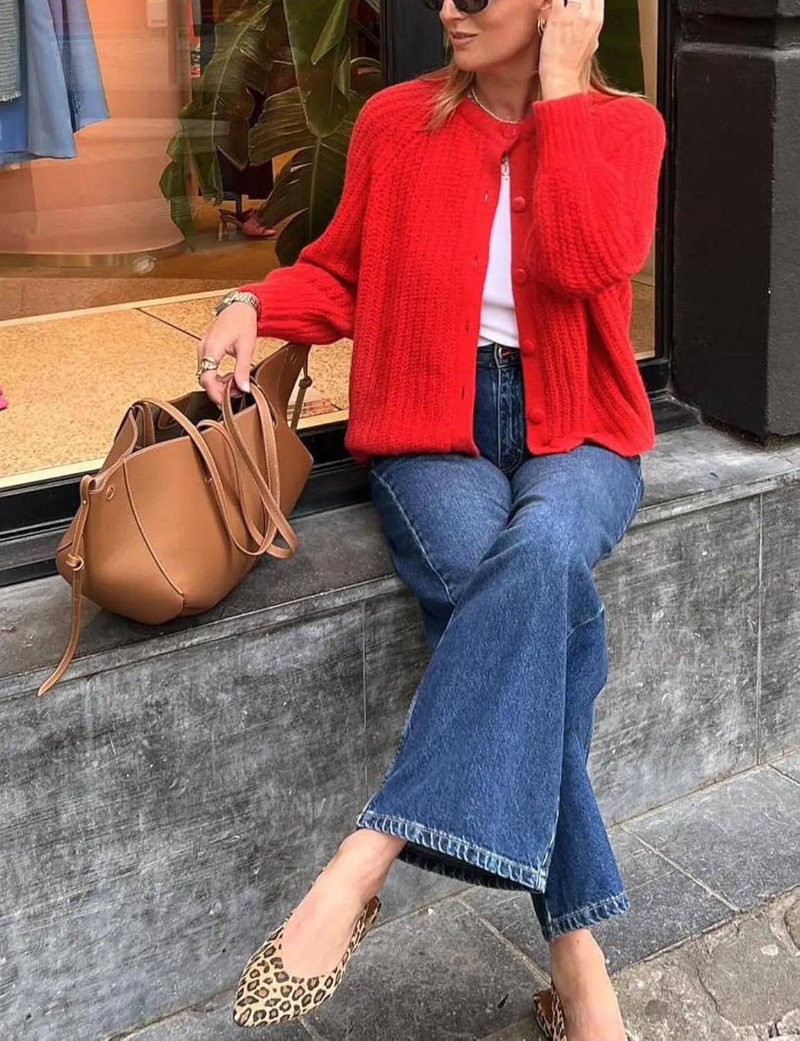 VDWIP Womens Cardigan Sweaters Button Down Chunky Knit Sweater Fall Loose Long Sleeve Cropped Cardigan