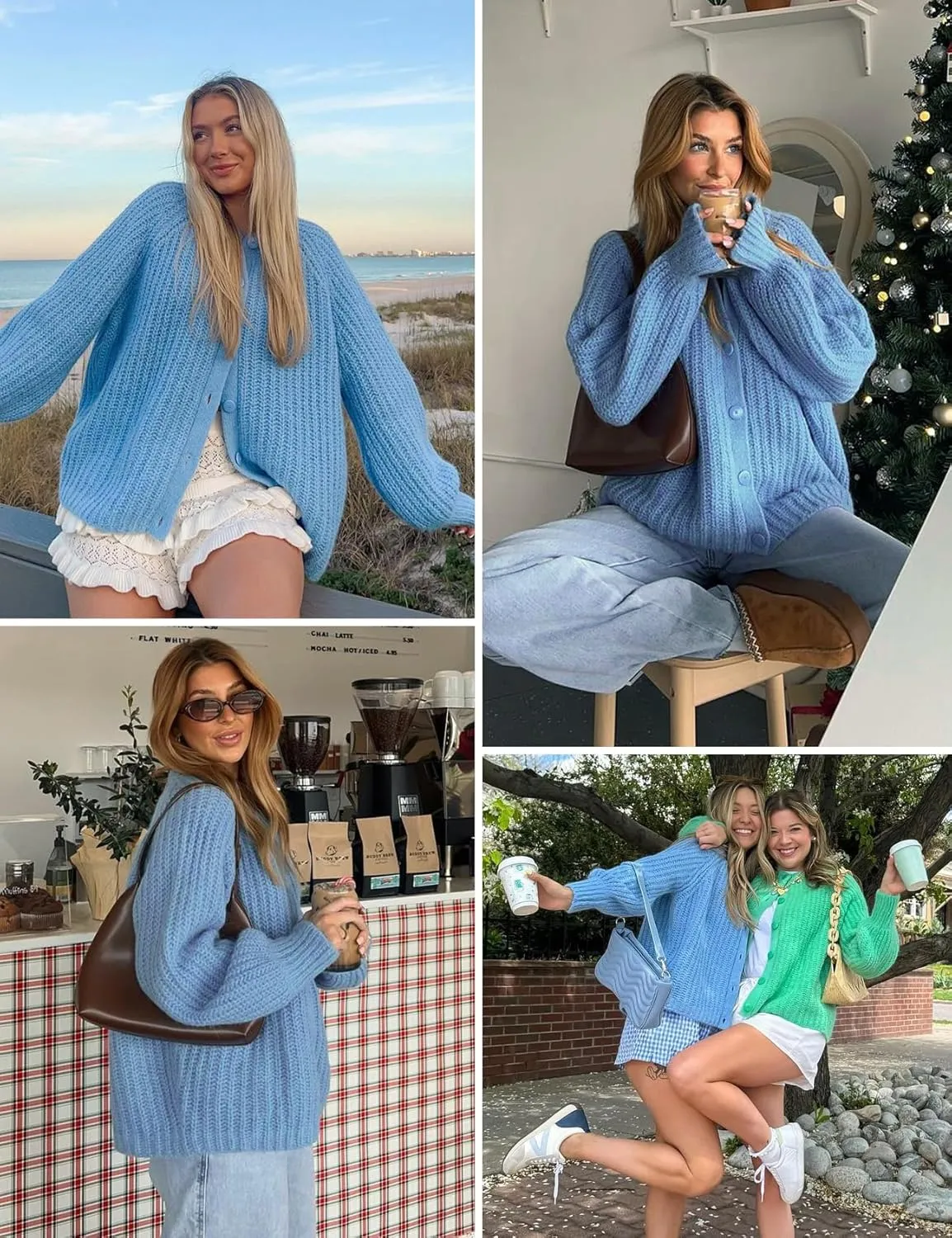 VDWIP Womens Cardigan Sweaters Button Down Chunky Knit Sweater Fall Loose Long Sleeve Cropped Cardigan