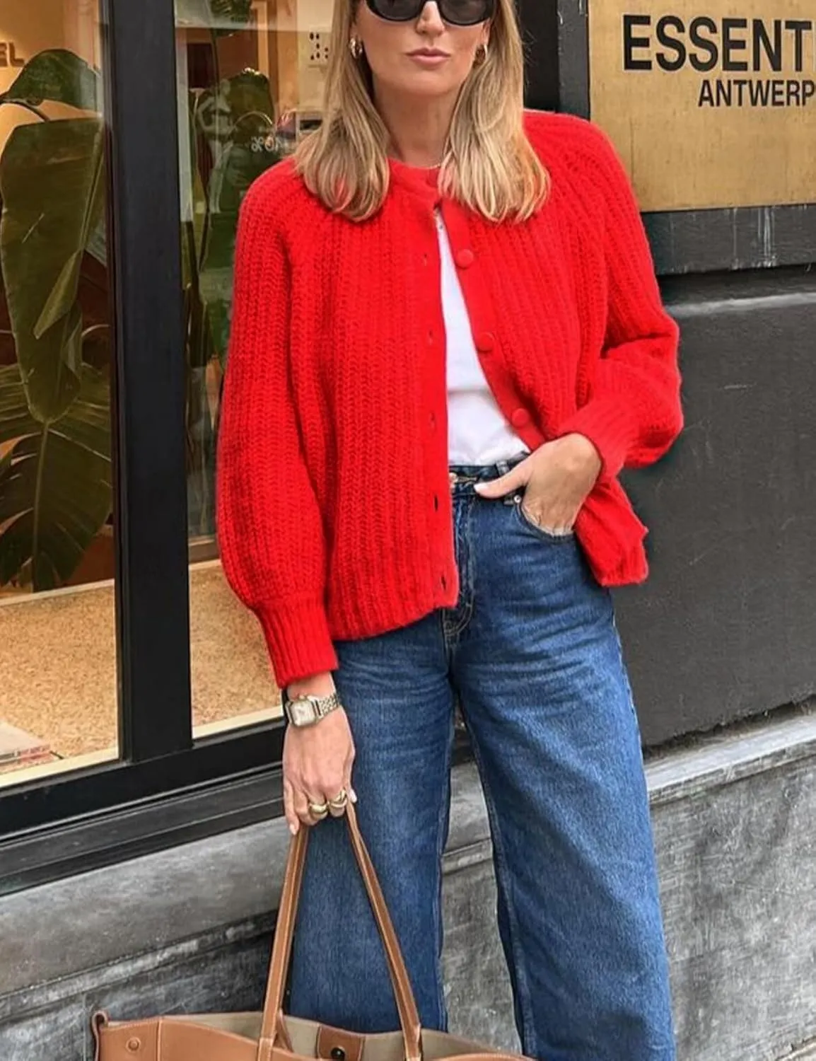 VDWIP Womens Cardigan Sweaters Button Down Chunky Knit Sweater Fall Loose Long Sleeve Cropped Cardigan