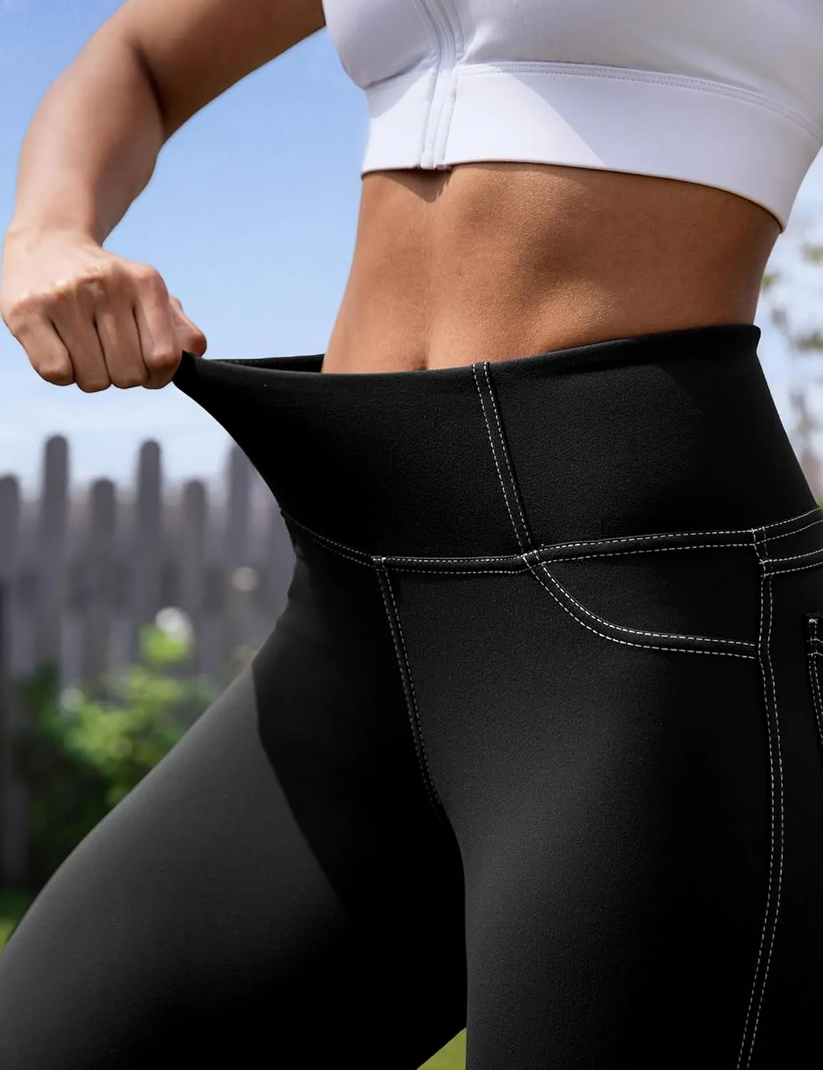 VOOVEEYA Curvy Womens Leggings 25", Tummy Control Yoga Pants with Back Pockets High Waisted Buttery Soft 7/8 Leggings