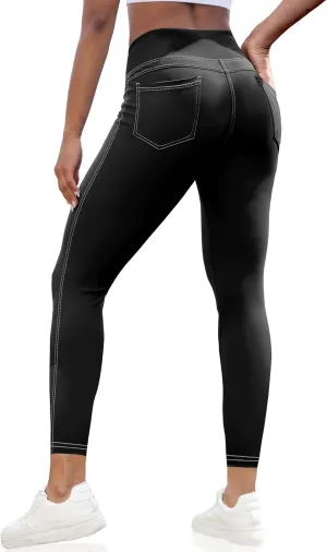 VOOVEEYA Curvy Womens Leggings 25", Tummy Control Yoga Pants with Back Pockets High Waisted Buttery Soft 7/8 Leggings