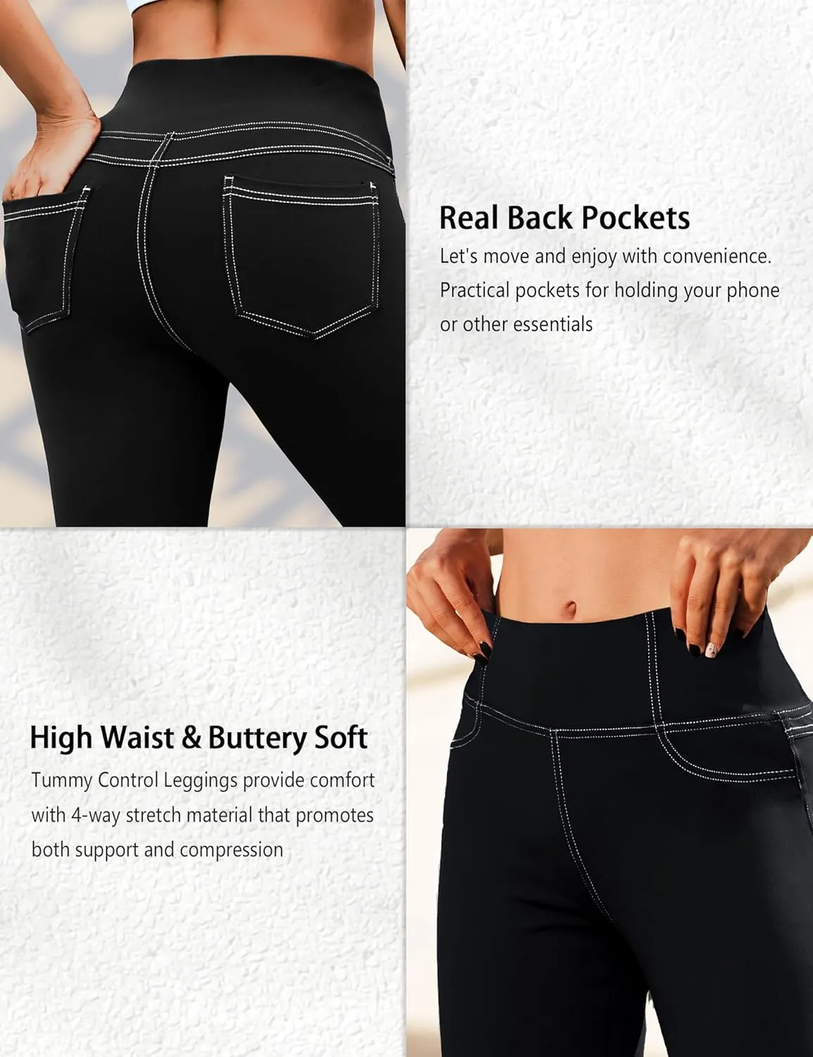 VOOVEEYA Curvy Womens Leggings 25", Tummy Control Yoga Pants with Back Pockets High Waisted Buttery Soft 7/8 Leggings