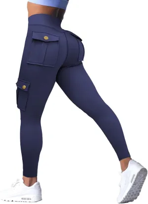 Wavar Scrunch Butt Lifting Leggings with Pockets Cargo Leggings for Women Workout Cargo Pants Tummy Control Yoga Pants