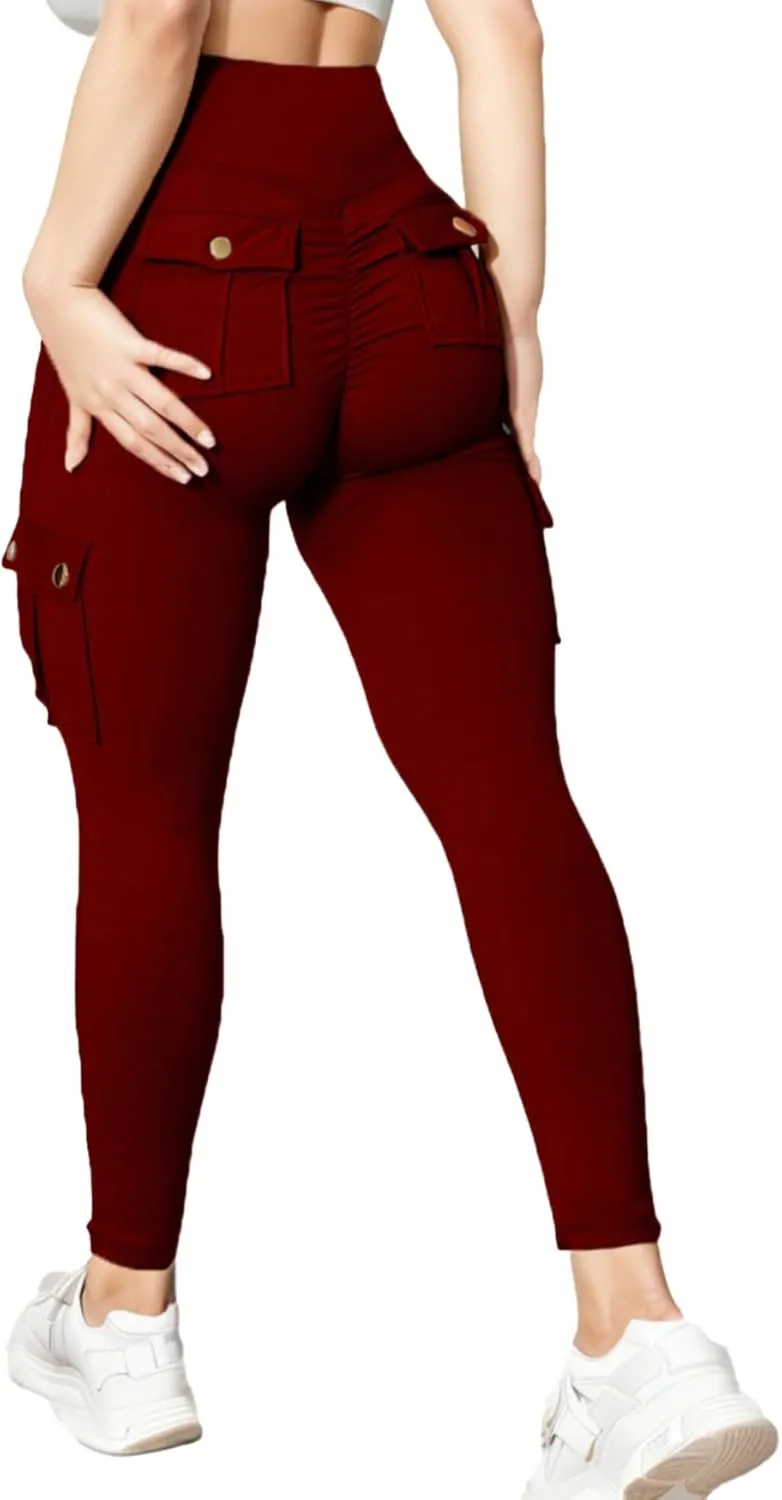 Wavar Scrunch Butt Lifting Leggings with Pockets Cargo Leggings for Women Workout Cargo Pants Tummy Control Yoga Pants