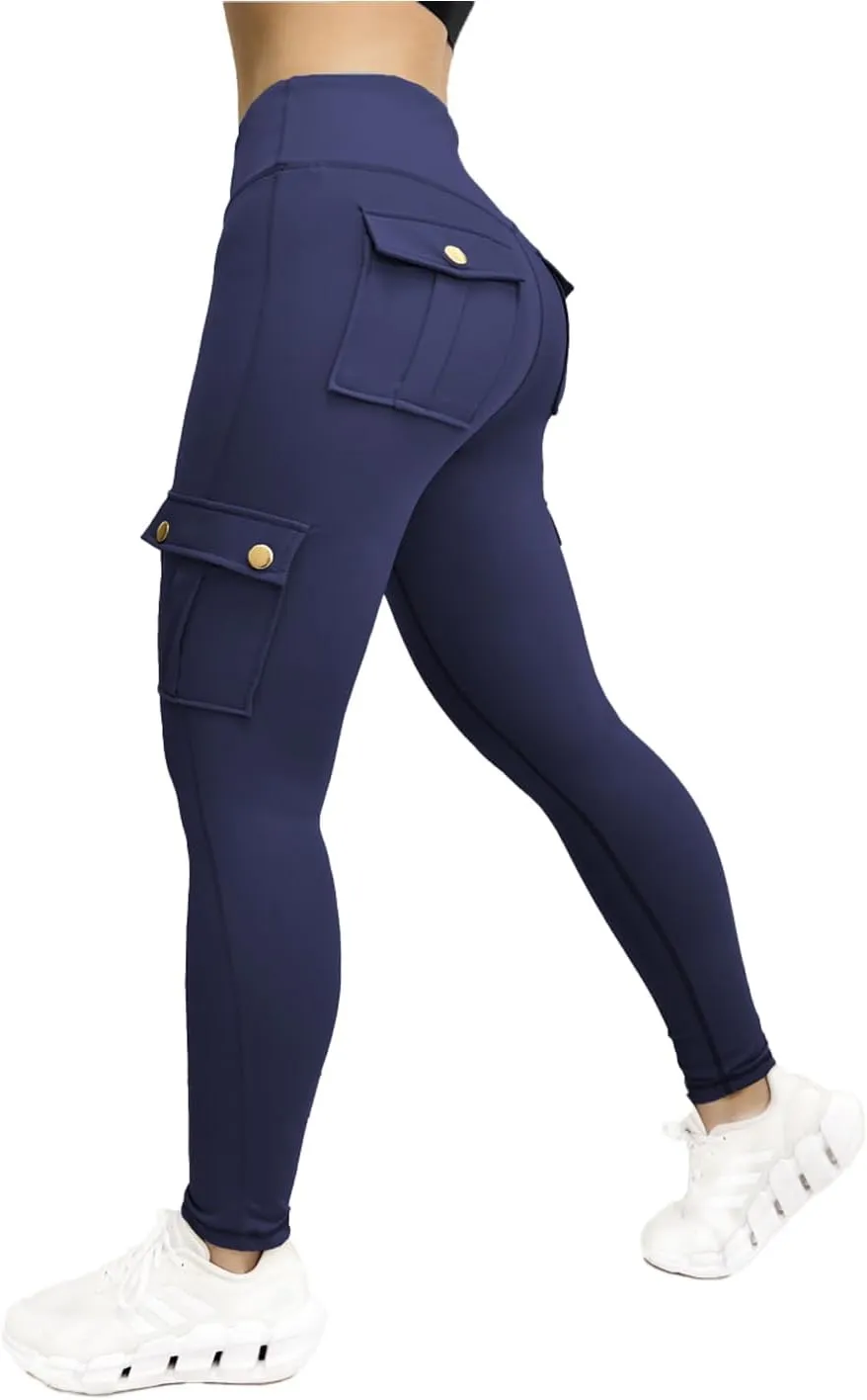 Wavar Scrunch Butt Lifting Leggings with Pockets Cargo Leggings for Women Workout Cargo Pants Tummy Control Yoga Pants