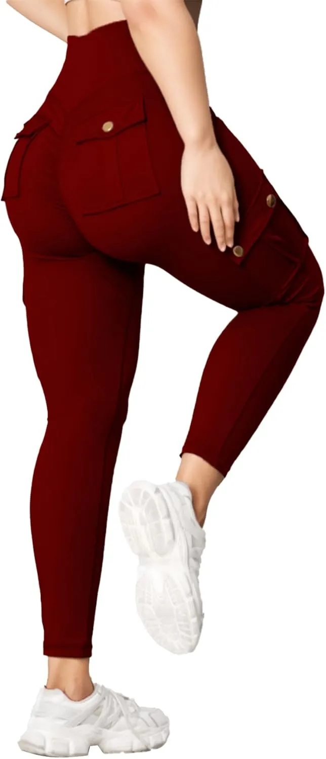Wavar Scrunch Butt Lifting Leggings with Pockets Cargo Leggings for Women Workout Cargo Pants Tummy Control Yoga Pants
