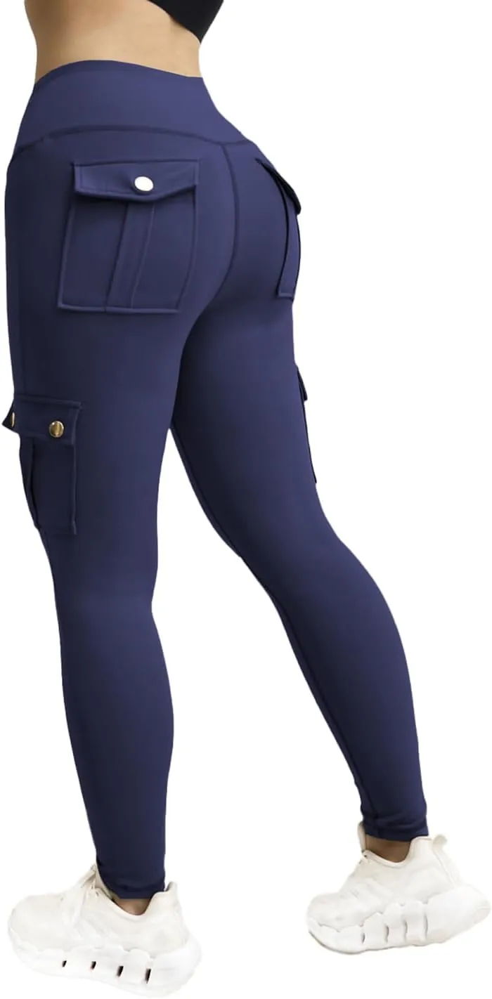 Wavar Scrunch Butt Lifting Leggings with Pockets Cargo Leggings for Women Workout Cargo Pants Tummy Control Yoga Pants