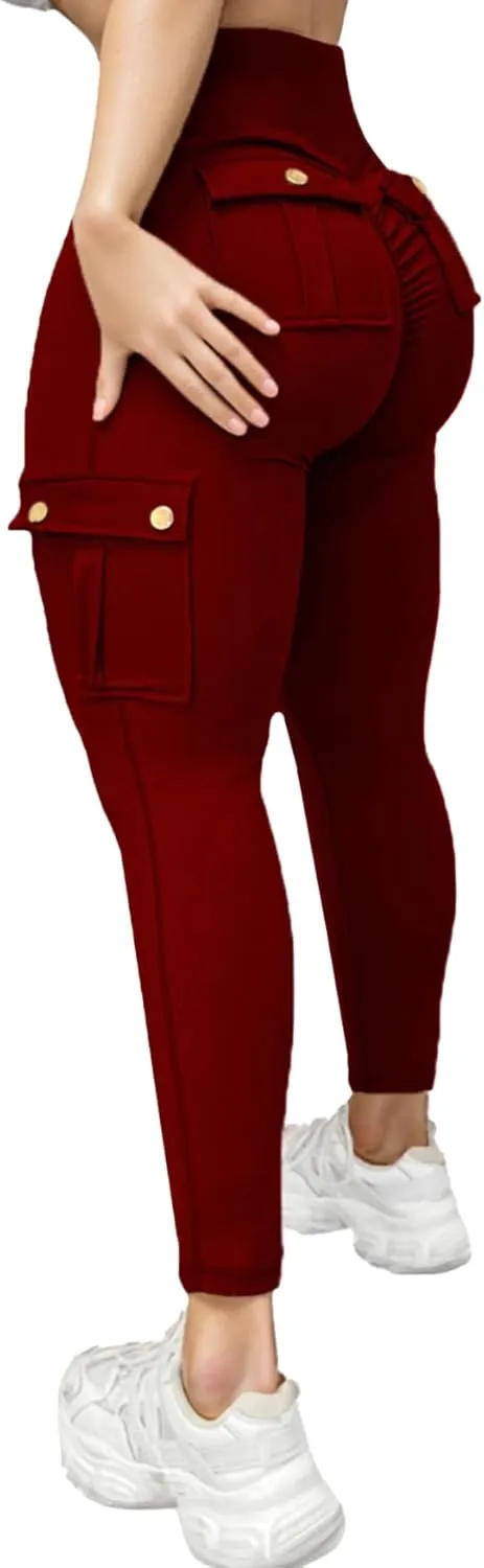 Wavar Scrunch Butt Lifting Leggings with Pockets Cargo Leggings for Women Workout Cargo Pants Tummy Control Yoga Pants