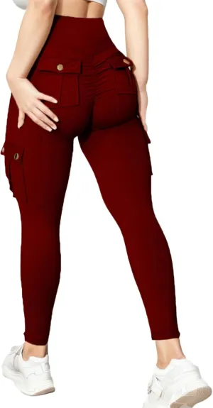 Wavar Scrunch Butt Lifting Leggings with Pockets Cargo Leggings for Women Workout Cargo Pants Tummy Control Yoga Pants