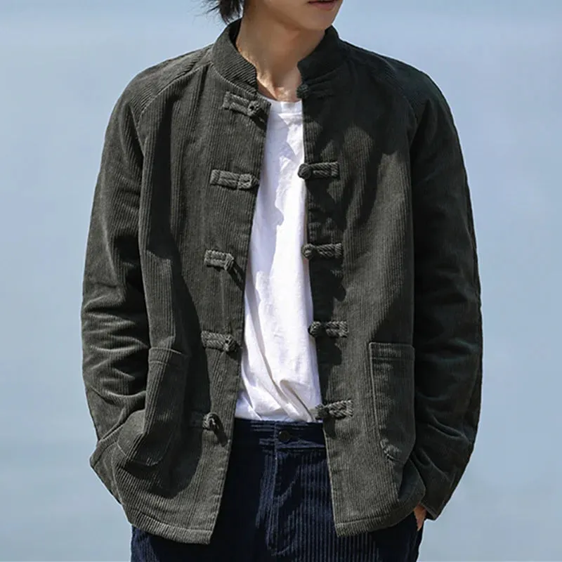 WIAOFELLAS  -  Chinese Traditional Dress Corduroy Casual Jacket Spring Autumn Fashion Plus Size Thick Coat Men Clothing Tai Chi Tang Suit Male