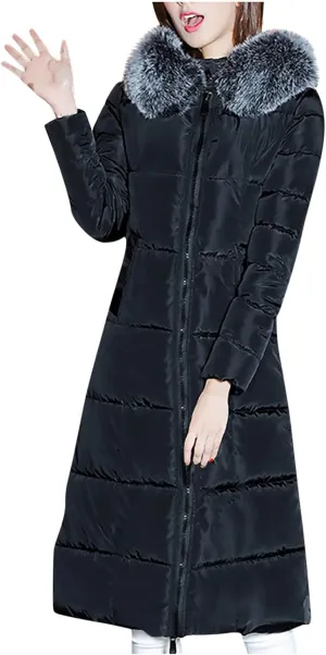 Winter Coat For Women Long Down Coats Thicken Puffer Jacket Warm Fur Hooded Quilted Coat Cotton Padded Jacket Outwear
