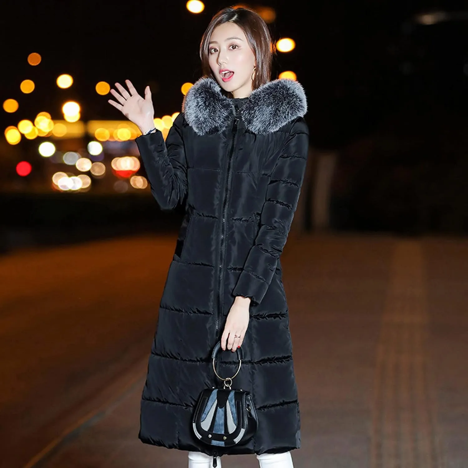 Winter Coat For Women Long Down Coats Thicken Puffer Jacket Warm Fur Hooded Quilted Coat Cotton Padded Jacket Outwear