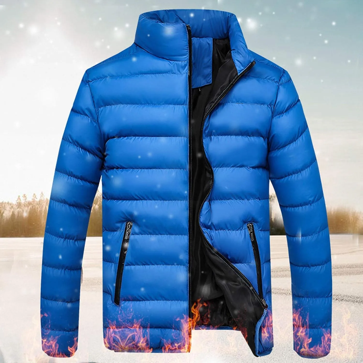 Winter Jackets for Men - Lightweight Puffer Quilted Jacket, Packable Down Coat, Stand Up Collar