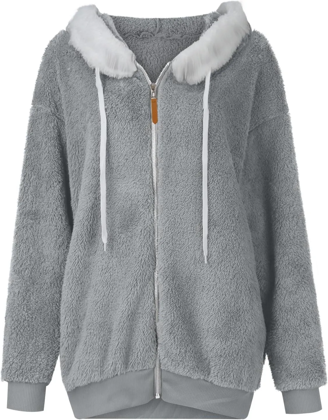 Winter Jackets for Women Fuzzy Fleece Jacket Hooded Color Block Patchwork Cardigan Coats Soft Shaggy Warm Outerwear