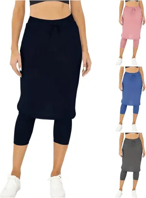 Women Athletic Knee Length Skirts with Leggings,Skorts Leggings&Skirted Capris Swim Skorts for Women Yoga Pockets